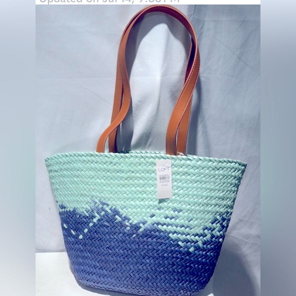 🆕 LOFT Blue and Green Two-Tone Tote Bag